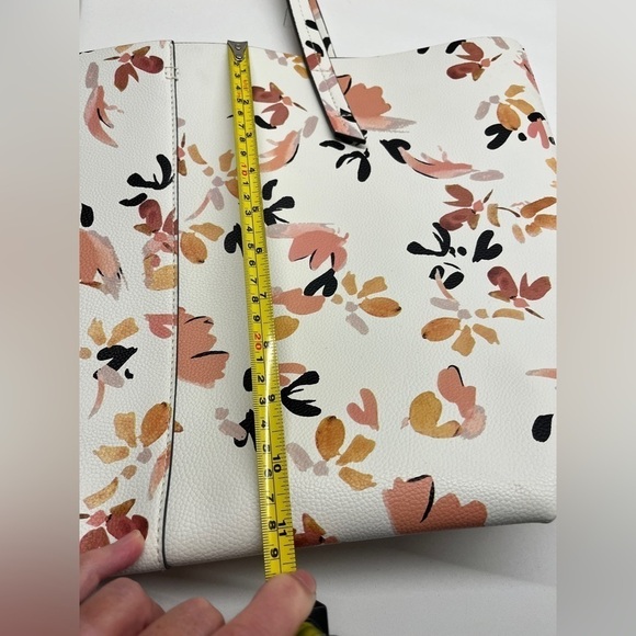 INDIGO Tote Bag Open Top PVC Faux Leather Abstract Floral Travel Office Commute - Picture 13 of 16